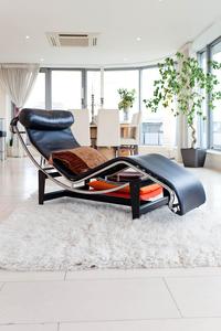 leather chair in luxury serviced apartment in central London