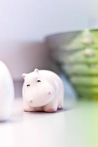 toy hippo and glass vase in London holiday apartment