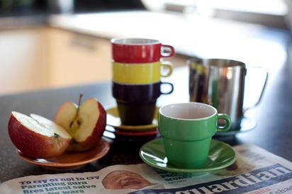 breakfast spread in short stay apartment london