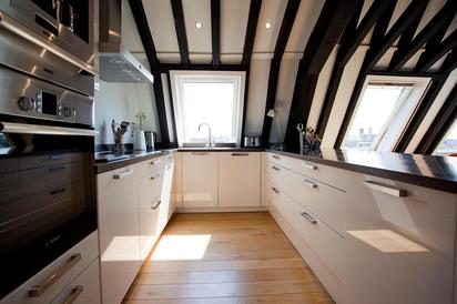modernist kitchen in gothic london aparthotel
