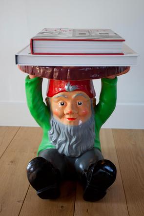 This one's called Napoleon books propped up by gnome in london holiday flat