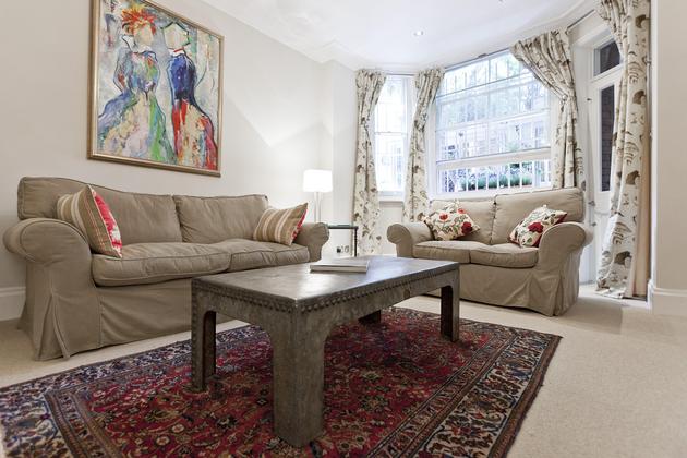 brown sofas in holiday apartments London